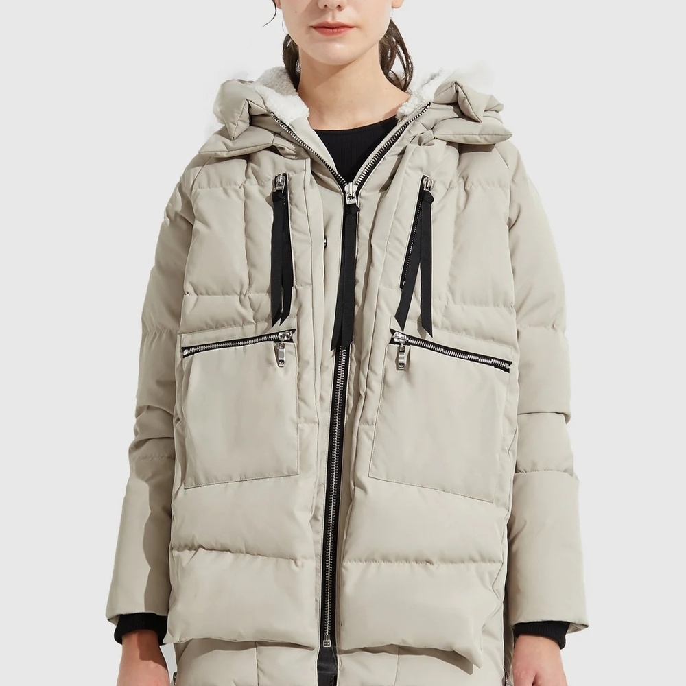 Orolay Women's Beige Hooded Puffer Jacket
